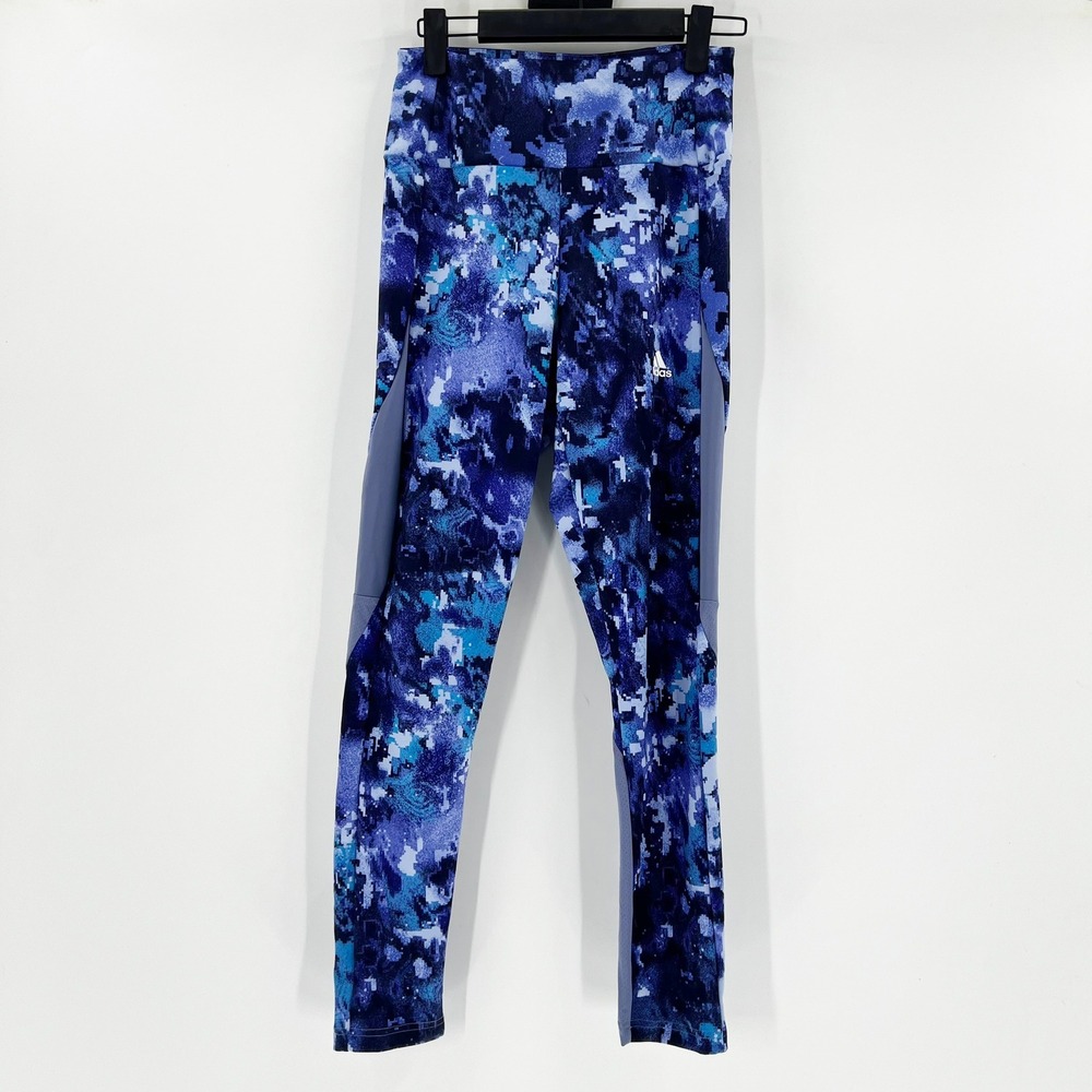Adidas AEROREADY Women's Small Training Workout Leggings Blue Patterned